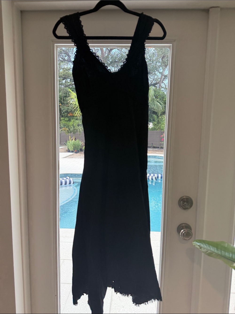 Sleeveless Black fringe-Trim High-Low Dress - Women